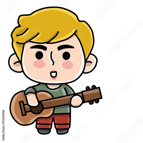 Obraz boy with a guitar singing 