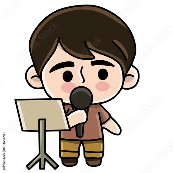 Obraz boy with microphone singing 