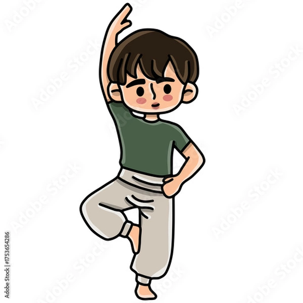 Obraz Boy yoga pose character 