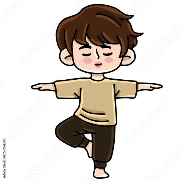 Obraz Boy yoga pose character 