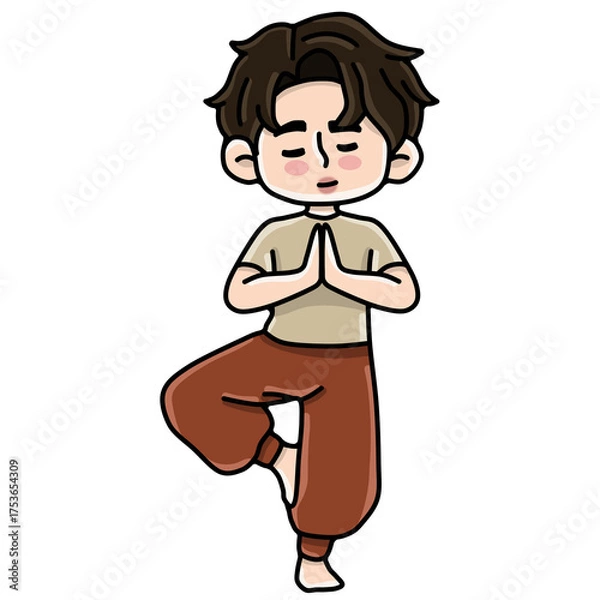 Obraz Boy yoga pose character 