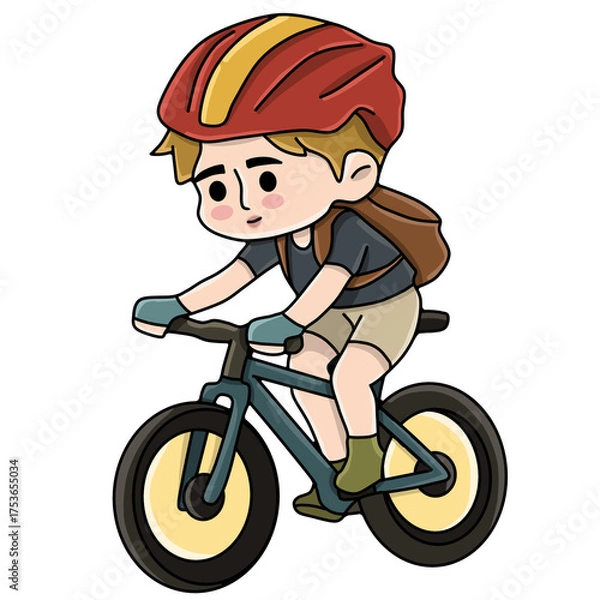 Fototapeta Boy riding a bicycle 