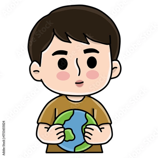 Fototapeta boy with a globe earth 