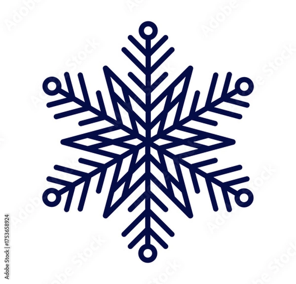 Obraz Detailed snowflake illustration perfect for winter designs, decorations, and craft projects.