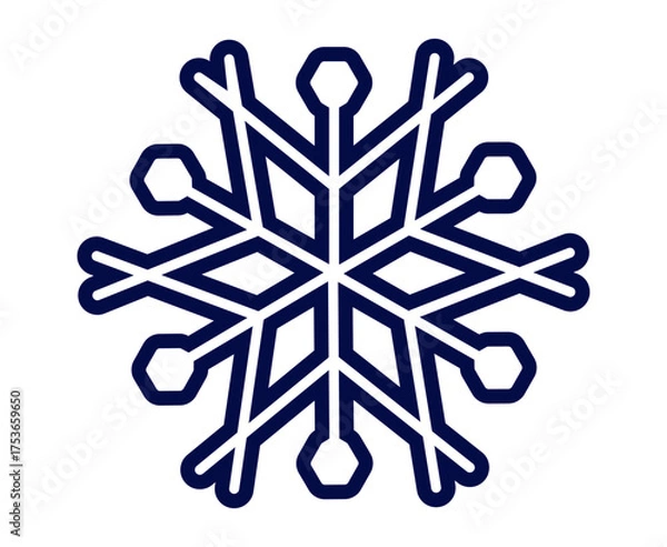 Obraz Detailed geometric snowflake illustration perfect for winter-themed decorations and designs.
