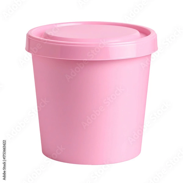 Fototapeta A pink, cylindrical container with a matching lid, set against a solid black background