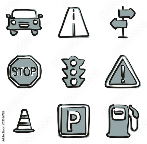 Obraz Traffic Icons Freehand 2 Color