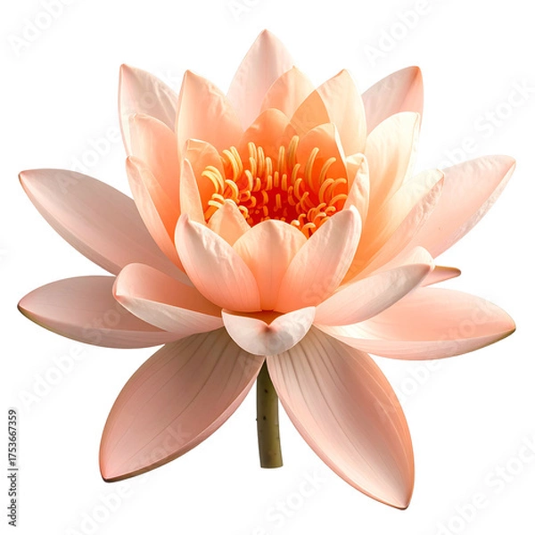 Obraz A close-up of a vibrant, peach-colored flower with delicate petals on a stark black background