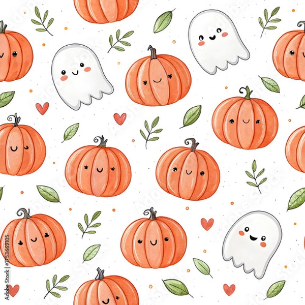 Fototapeta Watercolor Halloween Digital Paper Pack – Cute Spooky Backgrounds for Scrapbooking & Crafts