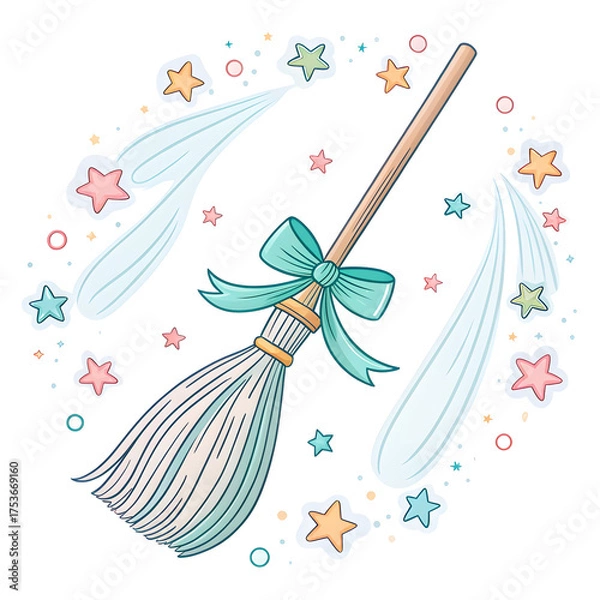 Fototapeta Cute Watercolor Halloween Clipart Set – Kawaii Witch Elements, Ghost, Pumpkin, Magic Potions and Cauldron