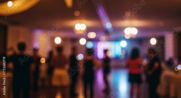 Obraz Blur stage lights and crowd on a concert background 