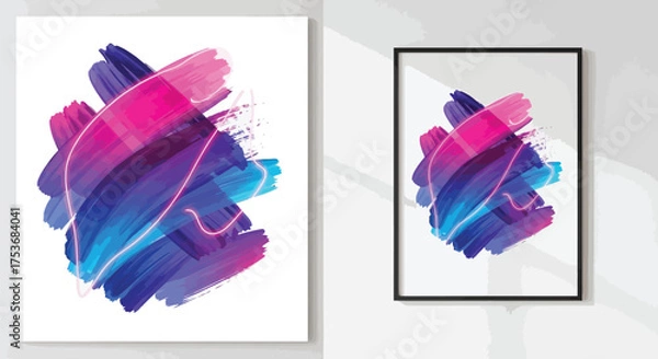 Fototapeta Vector art of colorful abstract paint brush strokes in vibrant gradient