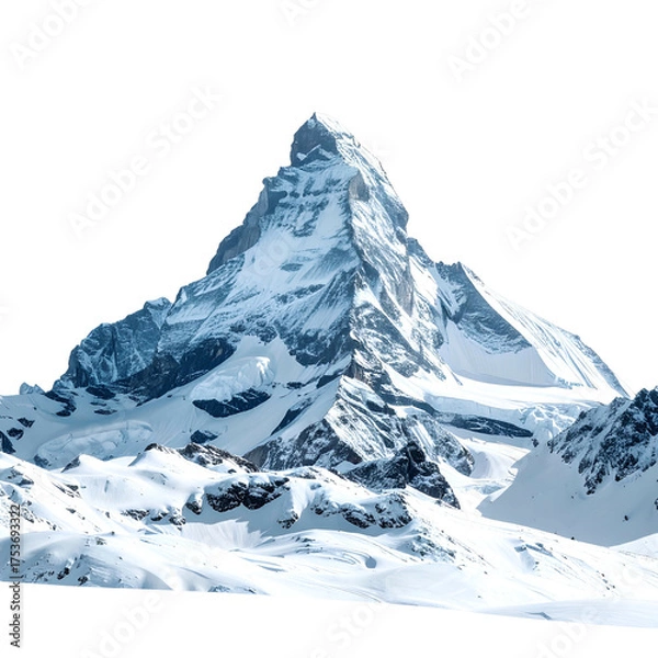 Obraz Towering, snow-capped mountain peak against a stark black backdrop, details and texture vivid