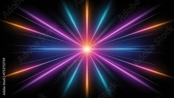 Fototapeta Abstract vibrant light rays emanating from a central point, creating a dynamic and colorful display. The bright, eye-catching beams offer a sense of energy and movement
