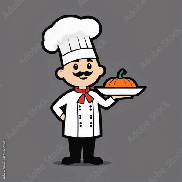 Obraz Halloween chef with pumpkin