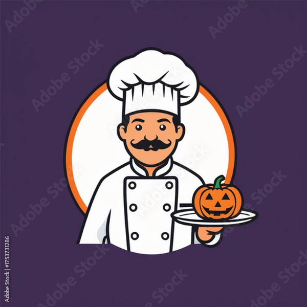 Obraz Halloween chef with pumpkin