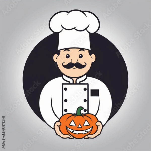 Obraz Halloween chef with pumpkin