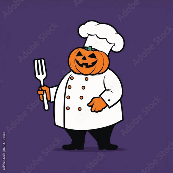 Obraz Halloween chef with pumpkin