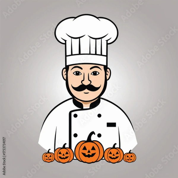 Obraz Halloween chef with pumpkin