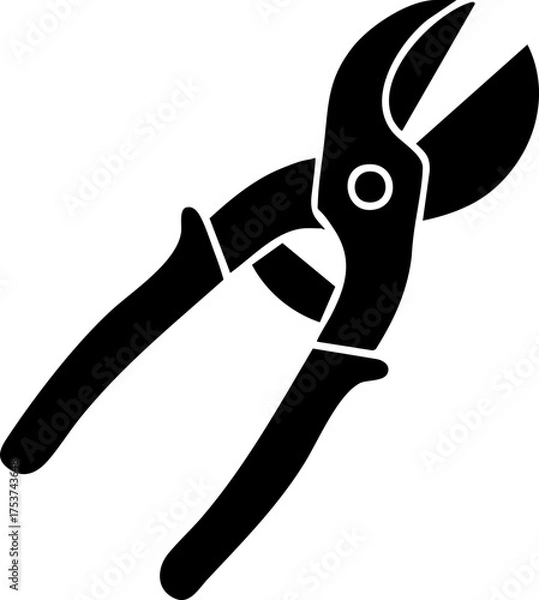 Fototapeta Professional garden shears silhouette ready for precise pruning, essential tool for landscaping and horticulture professionals seeking efficiency and quality.