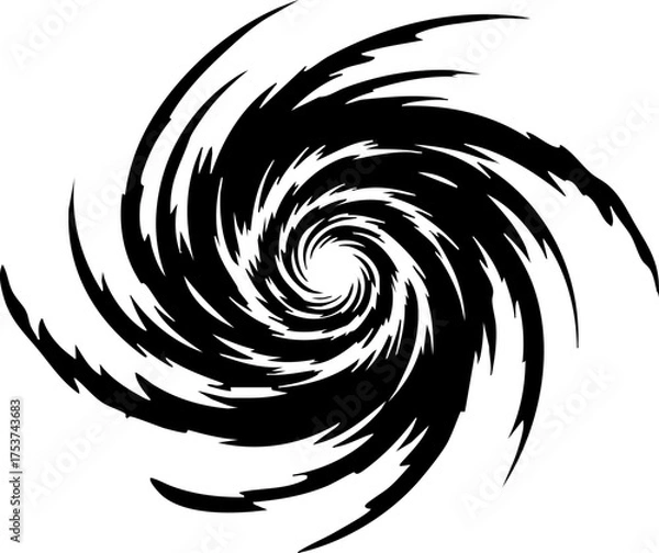 Fototapeta Dynamic abstract vortex spiral of black energy creating a powerful storm effect with intense motion and chaos