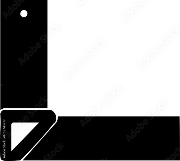 Fototapeta Bold black corner bracket icon symbolizing construction, framing, or structural support, perfect for design projects.