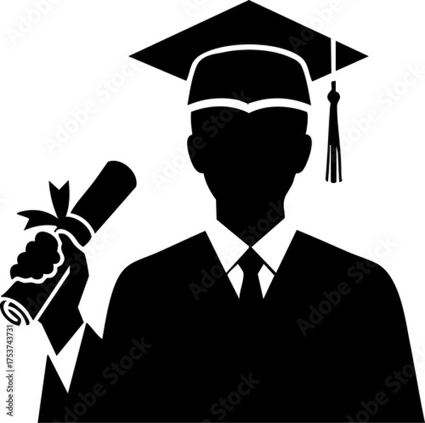 Fototapeta Confident graduate proudly holding diploma, celebrating academic achievement in cap and gown, symbolizing success and future opportunities