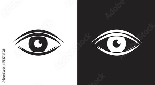 Fototapeta Stylized black and white human eye icons shown in positive and negative space for vision concepts.
