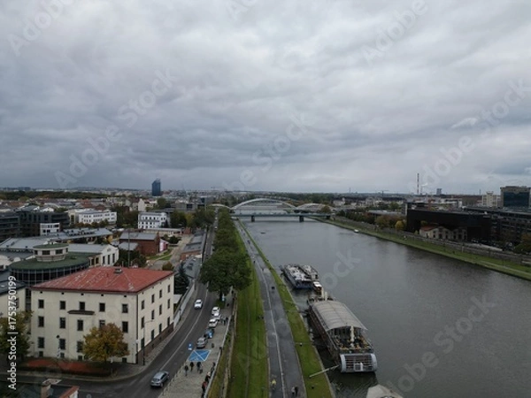 Obraz Kazimierz - Kraków - Polska - widok z drona na strarą żydowską dzielnice