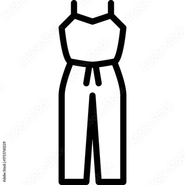 Fototapeta Simple Outline Icon of a Fashionable Jumpsuit for Women Displayed on a Transparent Background