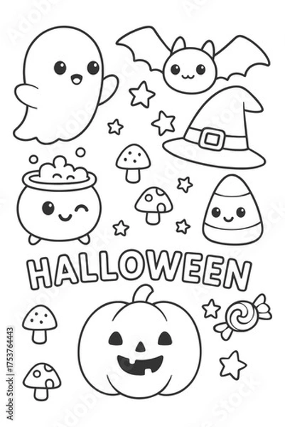 Fototapeta Funny Cartoon Halloween Icons Set