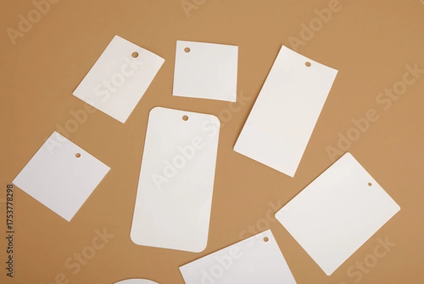 Obraz Blank tags on brown background,