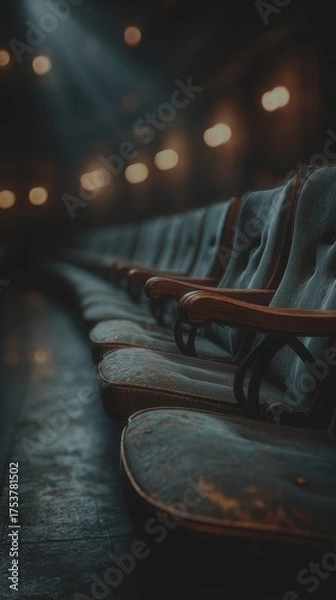 Fototapeta Old theater seating invites nostalgia in dim lighting during evening performance - Low Contrast