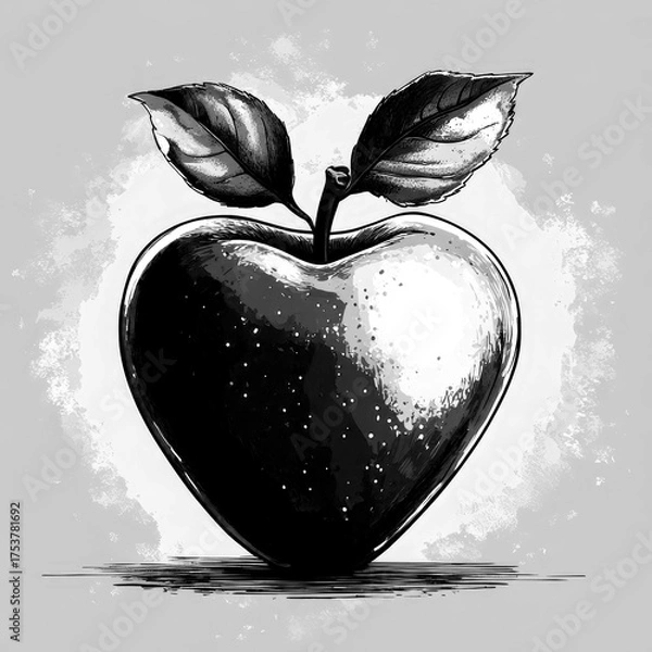 Fototapeta apple with leaves on a soft background showcasing a fresh and natural appearance