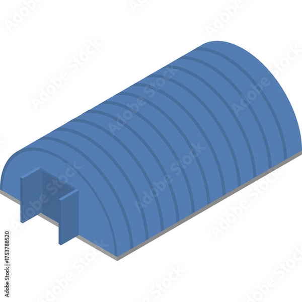 Obraz Isometric Blue Arch Hangar Building With Entrance For Storage Or Aviation On Transparent Background Realistic 3d Render