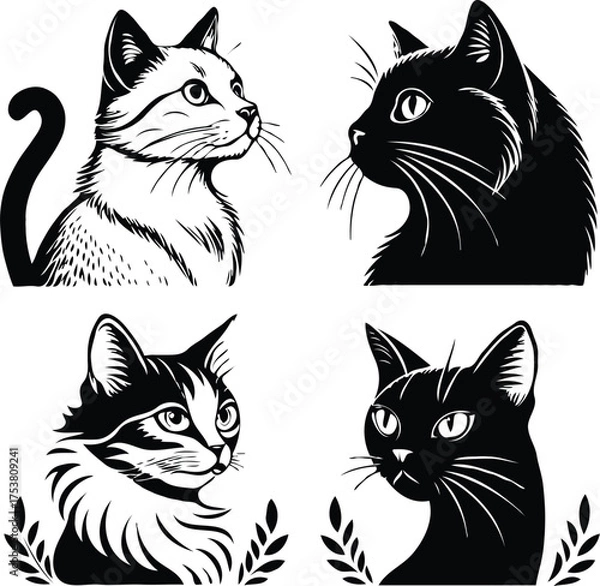 Obraz Clean black and white vector illustration of cap icons like 3.eps