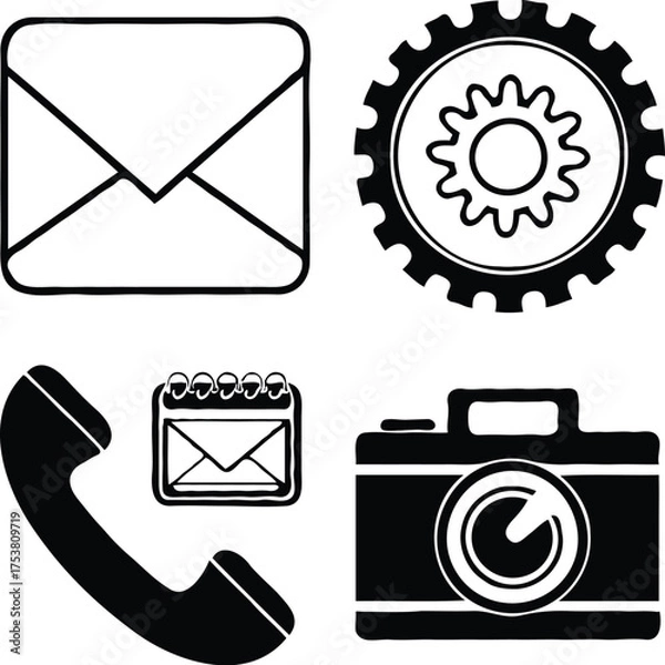 Obraz Clean black and white vector illustration of phone icons like.eps