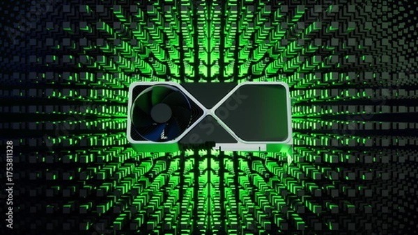 Obraz GPU processing unit generating concentric radiating energy waves