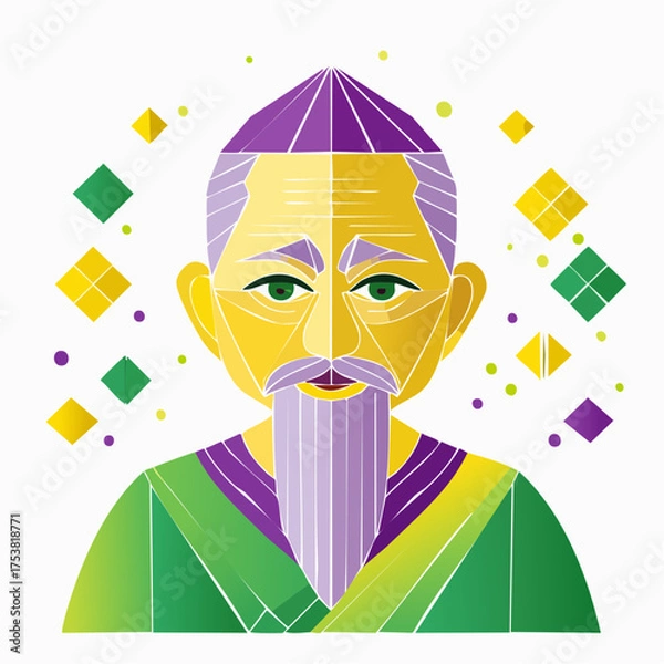 Fototapeta Geometric Portrait of an Old Man with a Beard.