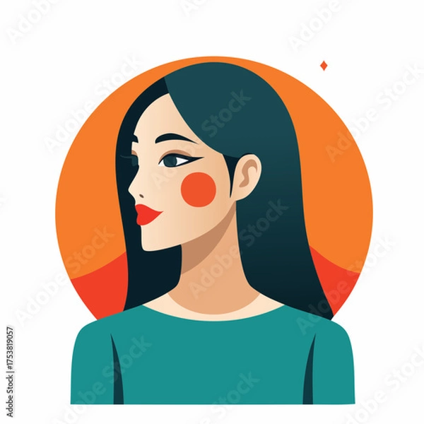 Obraz Stylized Portrait of a Woman with White Hair and Red Cheeks.