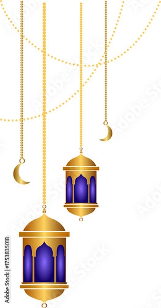 Obraz Islamic Gold Lanterns with Hanging Chains