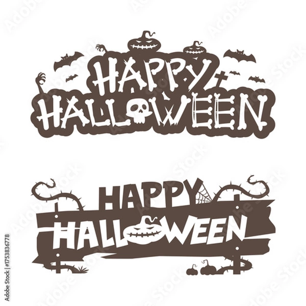 Fototapeta Happy halloween text banner vector, simple text illustration.