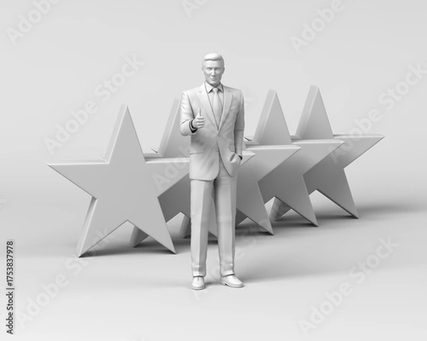 Obraz 五つ星の前で親指を立てる男