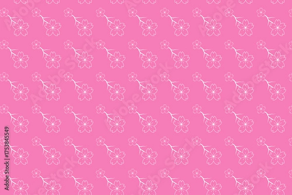 Obraz cherry blosson flower pattern pink background