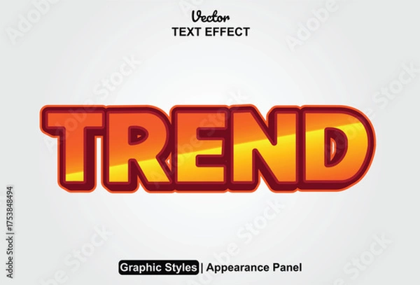 Fototapeta Trend text effect with 3d style and orange and white color.