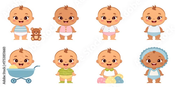 Fototapeta Babies PNG Set – Realistic Infant Illustrations Isolated on Transparent Background