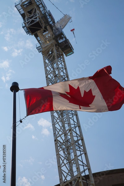 Obraz Concept development Canada national flag blue sky backdrop 
