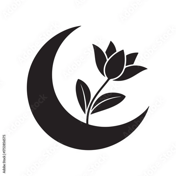 Obraz Moon and Flower Silhouette Design