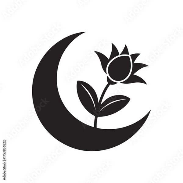 Fototapeta Crescent Moon with Flower