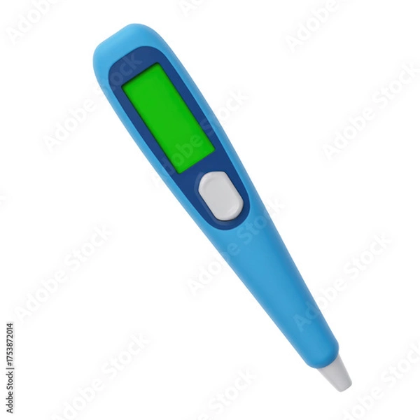 Fototapeta Modern blue digital medical thermometer with green lcd display for accurate temperature readings